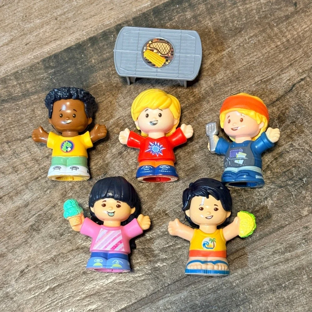 Fisher-Price Little People BBQ Cookout Figure Lot with Grill 6 Piece Set Multi